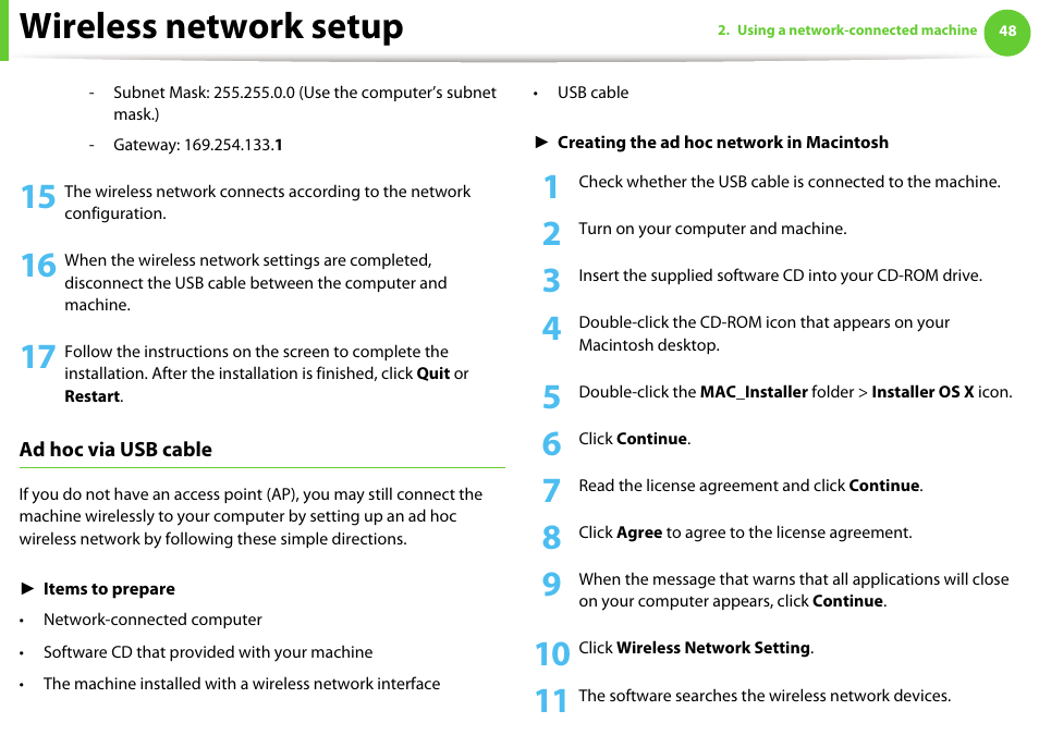 Wireless network setup | Samsung ML-2955ND-XAA User Manual | Page 138 / 230