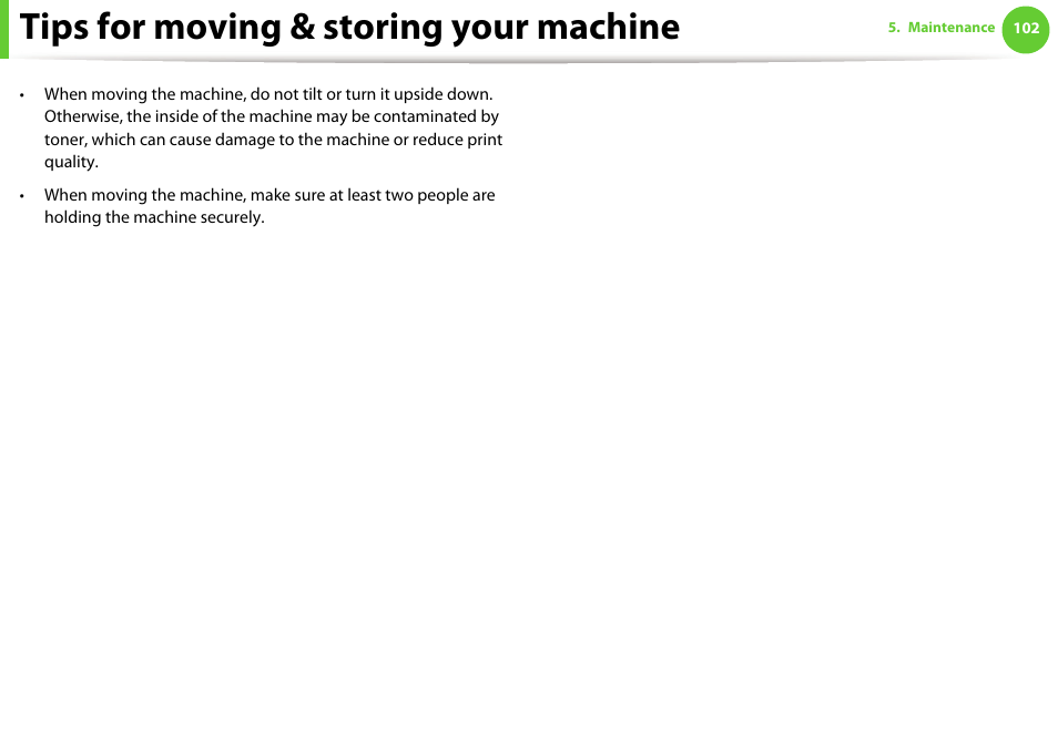 Tips for moving & storing your machine | Samsung ML-2955ND-XAA User Manual | Page 192 / 230