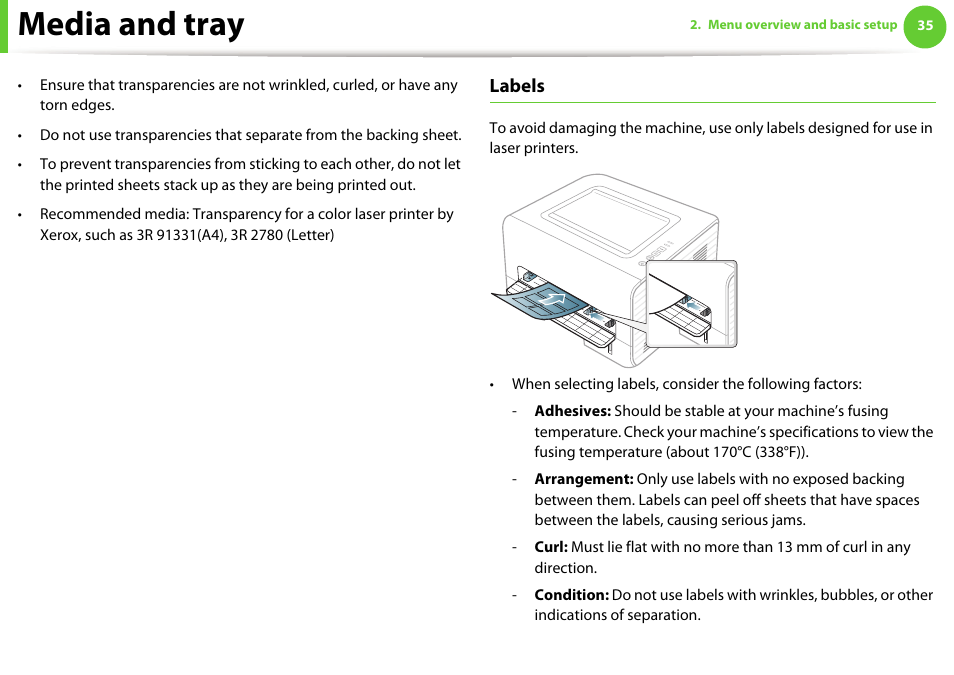 Media and tray | Samsung ML-2955ND-XAA User Manual | Page 35 / 230