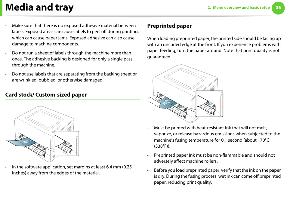 Media and tray | Samsung ML-2955ND-XAA User Manual | Page 36 / 230