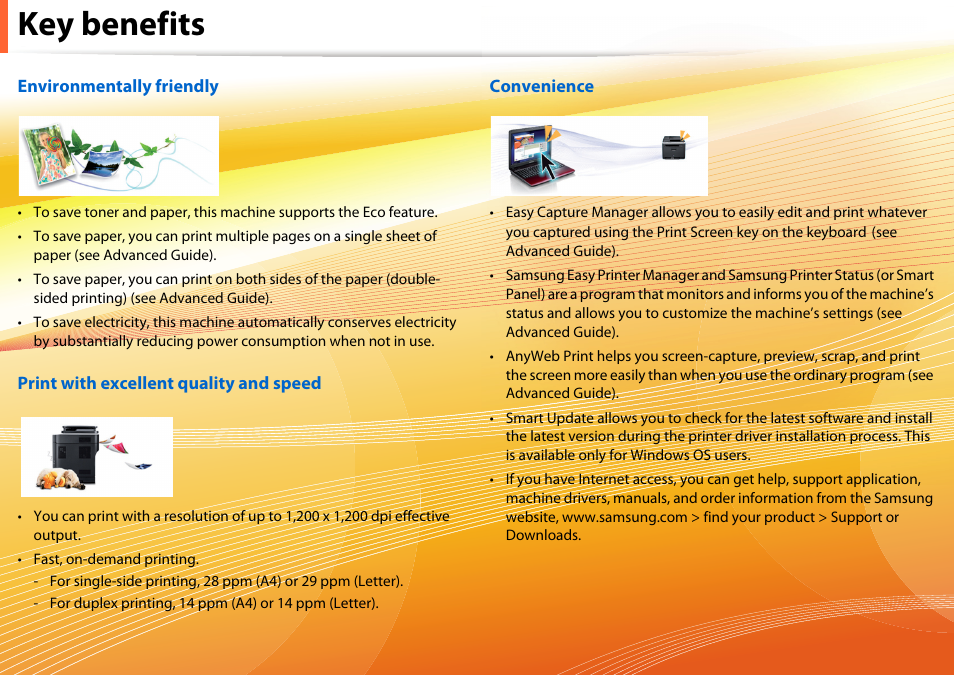 Key benefits | Samsung ML-2955ND-XAA User Manual | Page 4 / 230