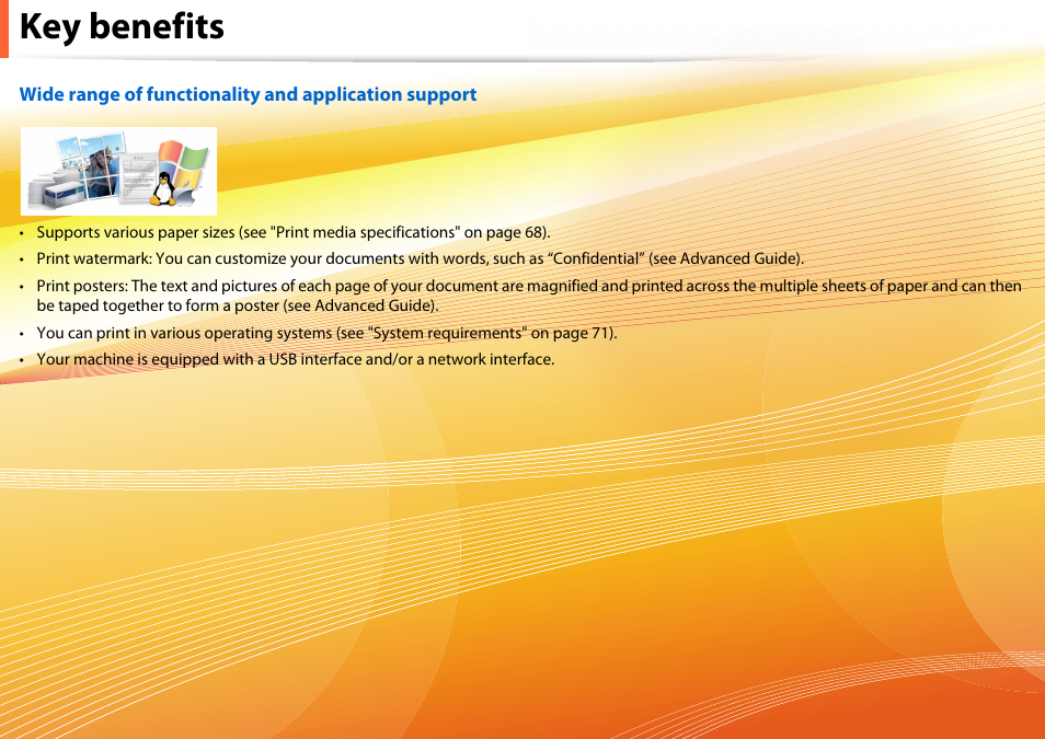 Key benefits | Samsung ML-2955ND-XAA User Manual | Page 5 / 230