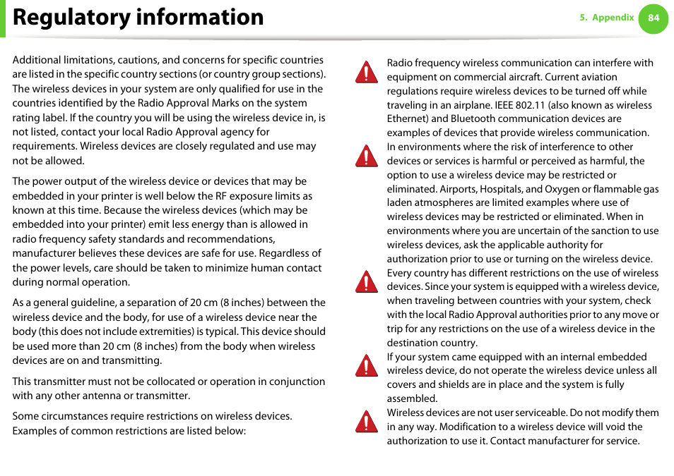 Regulatory information | Samsung ML-2955ND-XAA User Manual | Page 84 / 230