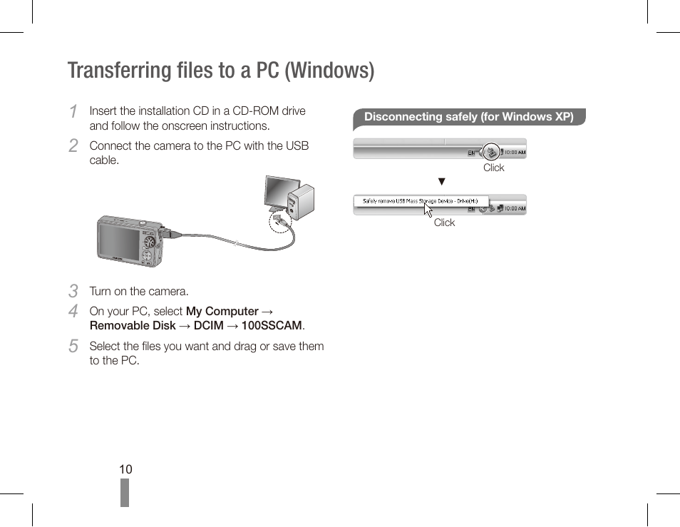 Transferring files to a pc (windows) | Samsung EC-SL620BBP-US User Manual | Page 10 / 22