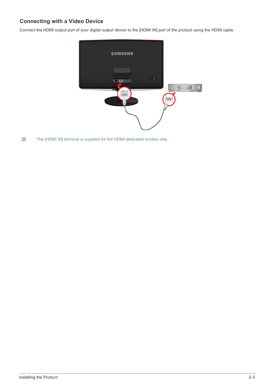Connecting with a video device | Samsung LS23B370HS-ZM User Manual | Page 18 / 83