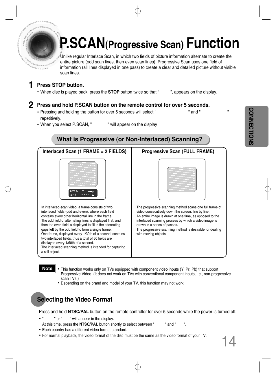 P.scan(progressive scan) function, P.scan, Function | Progressive scan) | Samsung HTDS650TH-XAC User Manual | Page 15 / 78