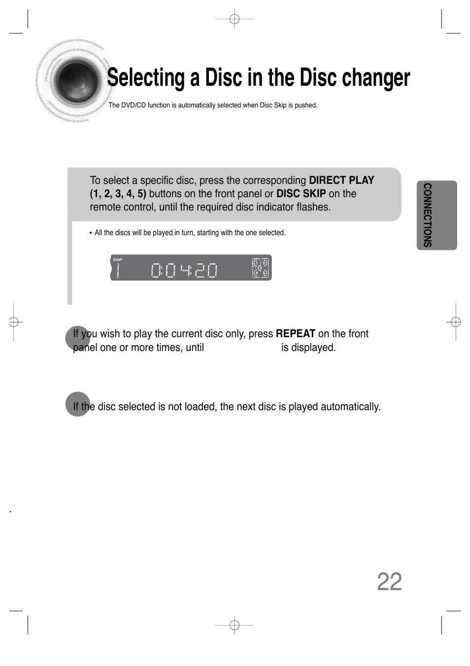 Selecting a disc in the disc changer | Samsung HTDS650TH-XAC User Manual | Page 23 / 78