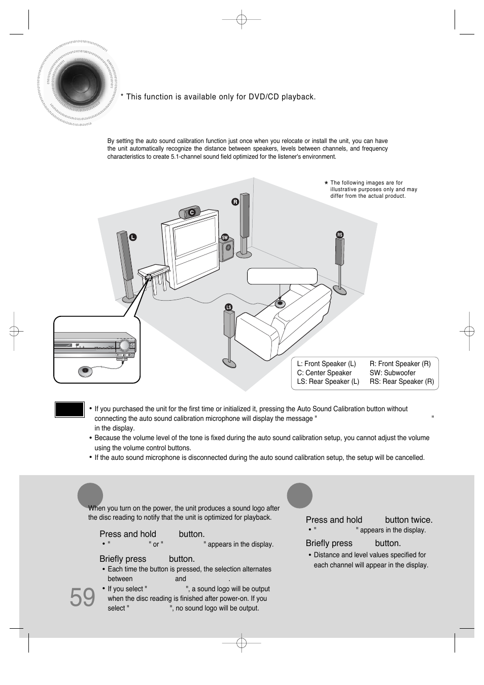 Auto sound calibration setup, 59 auto sound calibration setup | Samsung HTDS650TH-XAC User Manual | Page 60 / 78