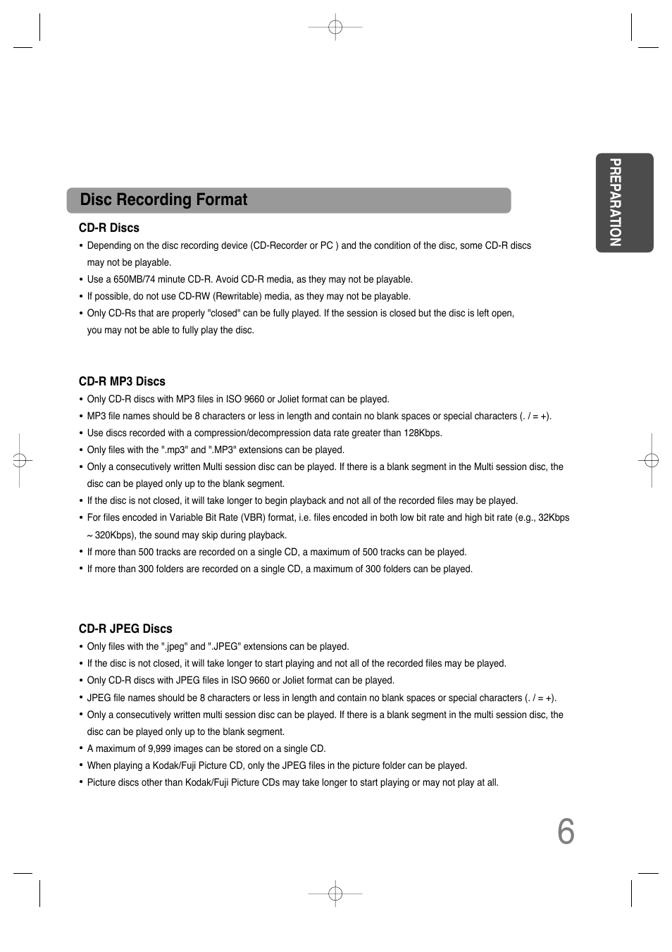 Disc recording format | Samsung HTDS650TH-XAC User Manual | Page 7 / 78