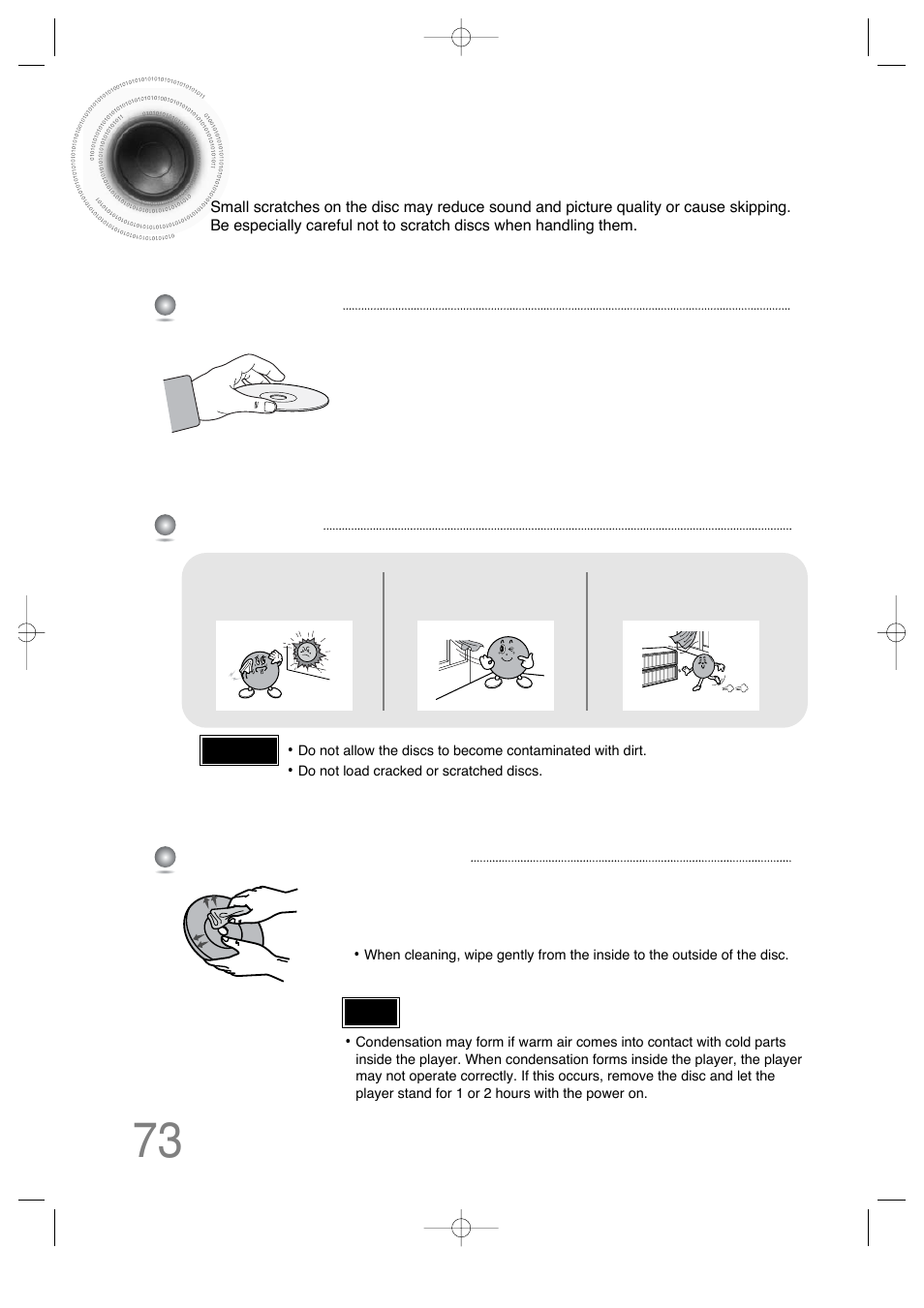 Cautions on handling and storing discs | Samsung HTDS650TH-XAC User Manual | Page 74 / 78
