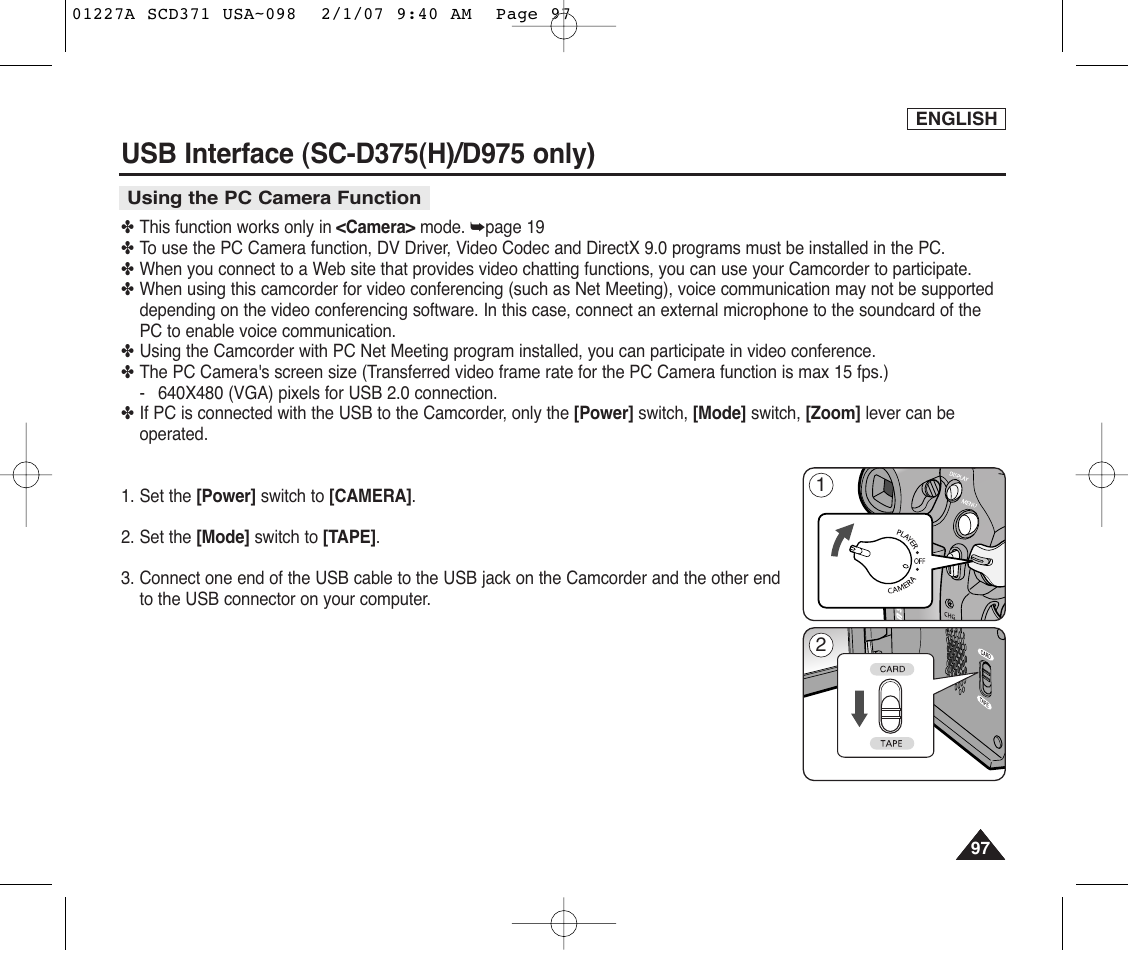 Using the pc camera function | Samsung SC-D372-XAA User Manual | Page 101 / 114