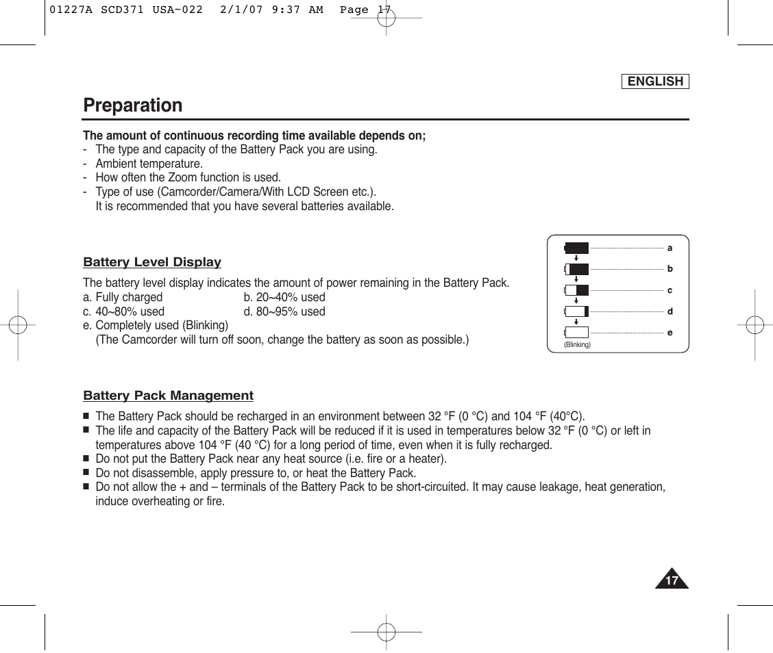 Preparation | Samsung SC-D372-XAA User Manual | Page 21 / 114