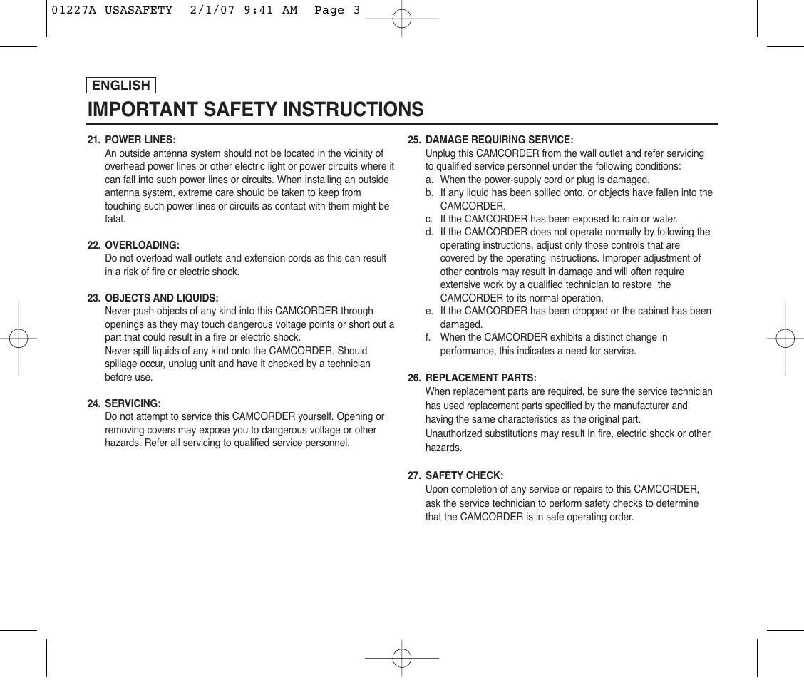 Important safety instructions | Samsung SC-D372-XAA User Manual | Page 4 / 114