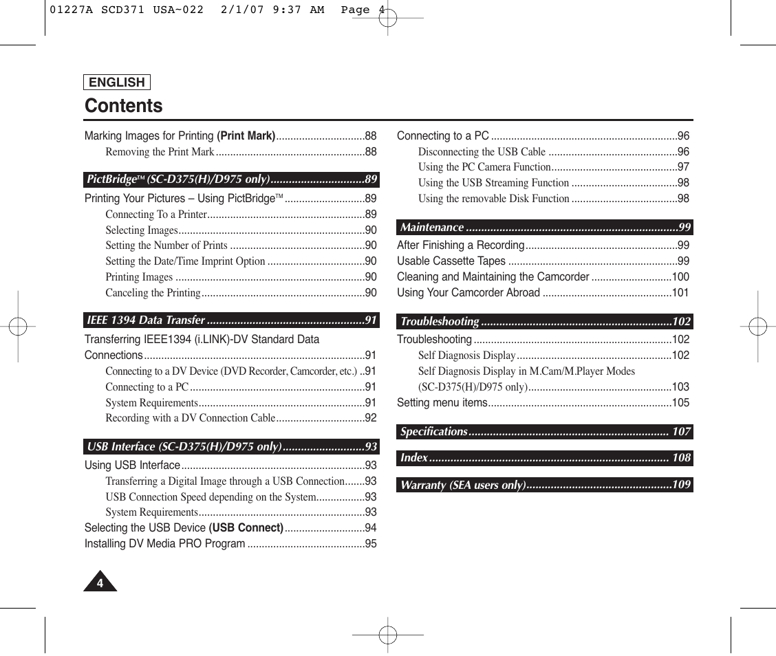 Samsung SC-D372-XAA User Manual | Page 8 / 114