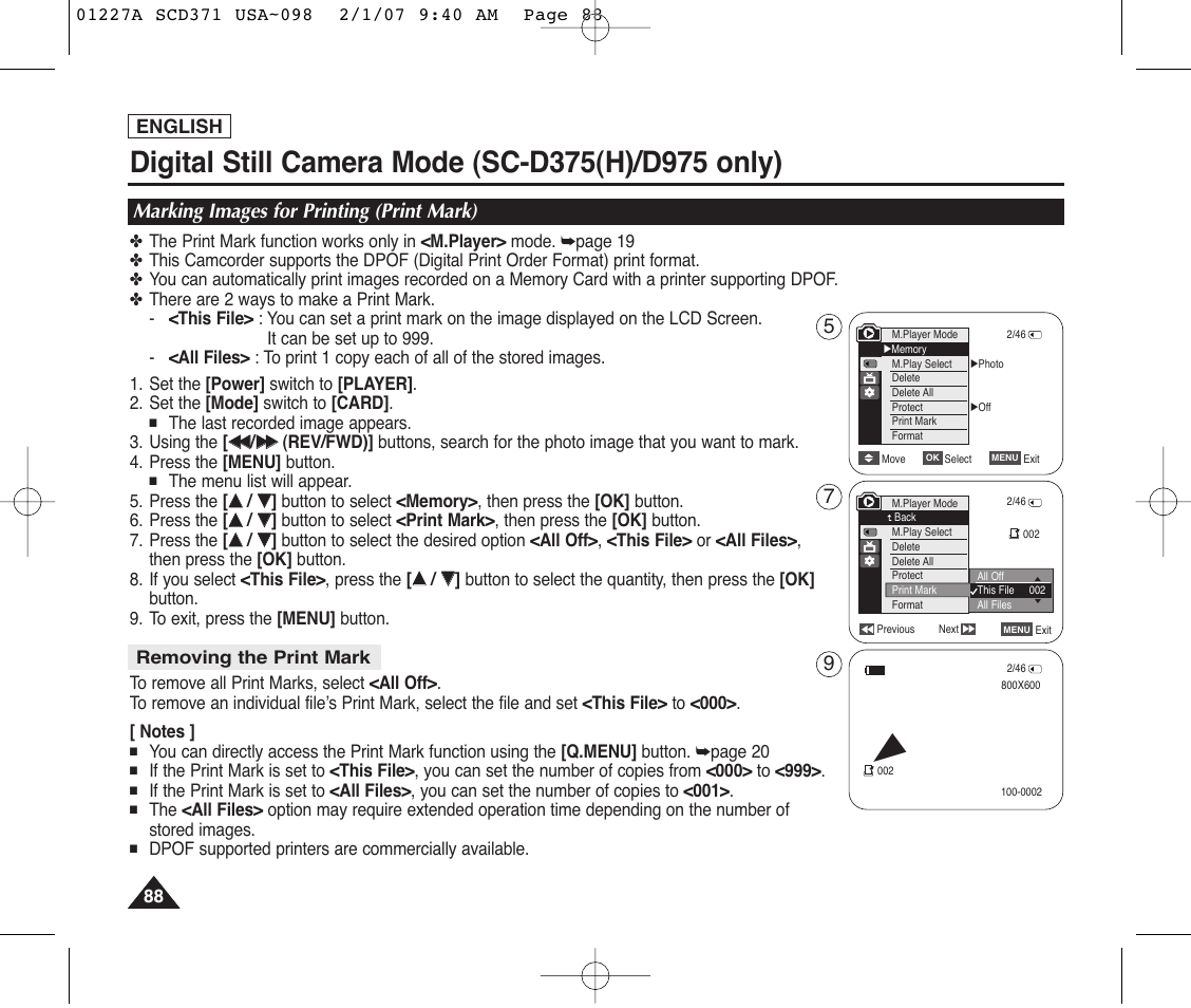 Marking images for printing (print mark) | Samsung SC-D372-XAA User Manual | Page 92 / 114