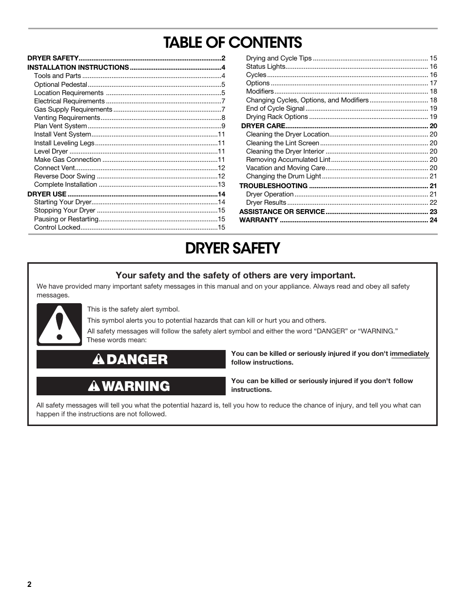 Amana W10216187A User Manual | Page 2 / 24