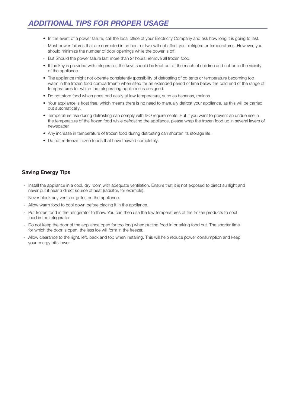 Additional tips for proper usage | Samsung RF24FSEDBSR-AA User Manual | Page 7 / 14