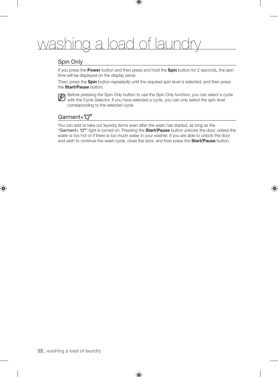 Washing a load of laundry | Samsung WF231ANW-XAA User Manual | Page 22 / 76