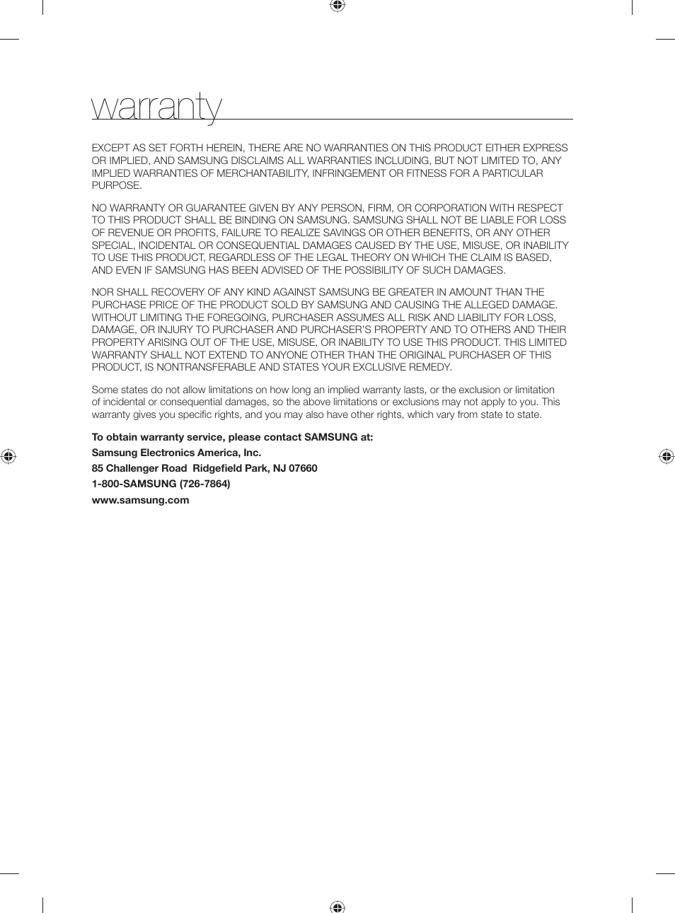 Warranty | Samsung WF231ANW-XAA User Manual | Page 36 / 76