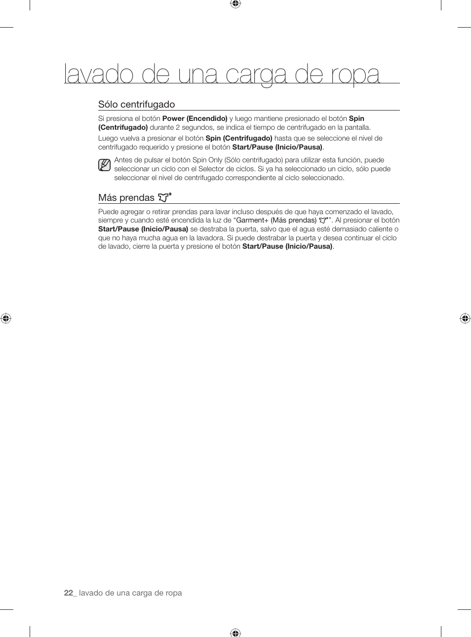 Lavado de una carga de ropa | Samsung WF231ANW-XAA User Manual | Page 60 / 76
