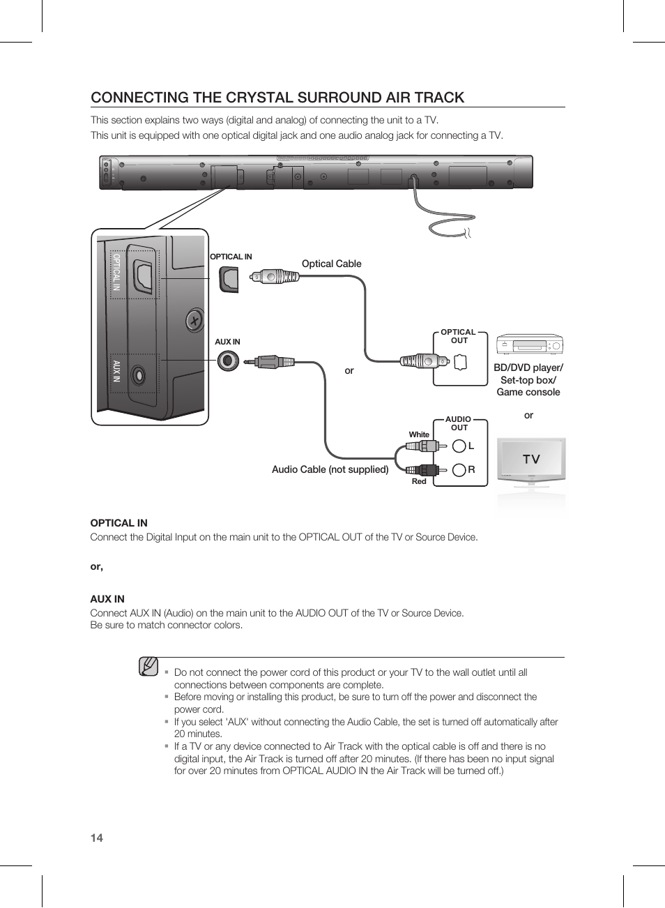 Connecting the crystal surround air track | Samsung HW-E450C-ZA User Manual | Page 14 / 26