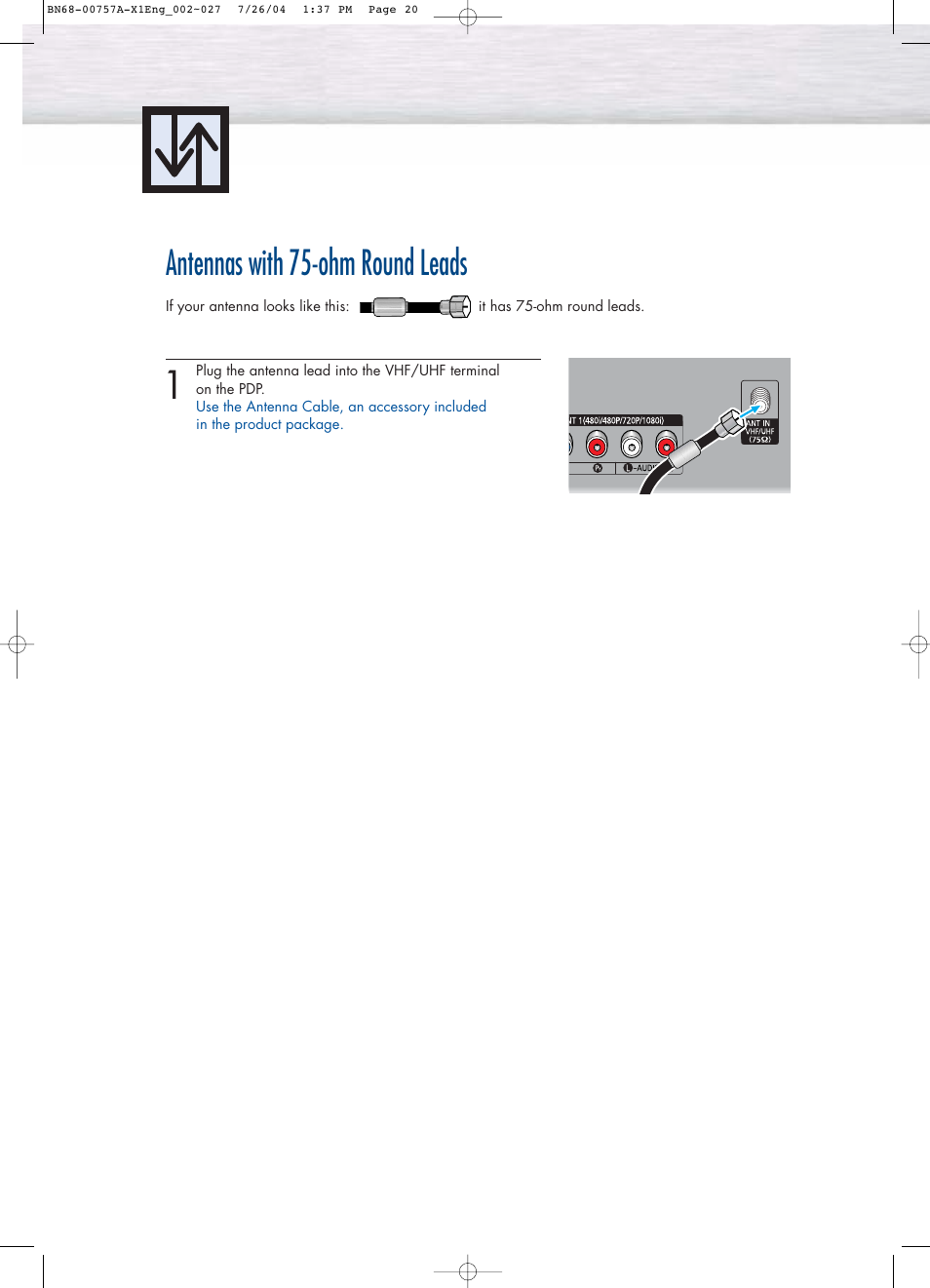 Antennas with 75-ohm round leads | Samsung HPP4271X-XAA User Manual | Page 3 / 9