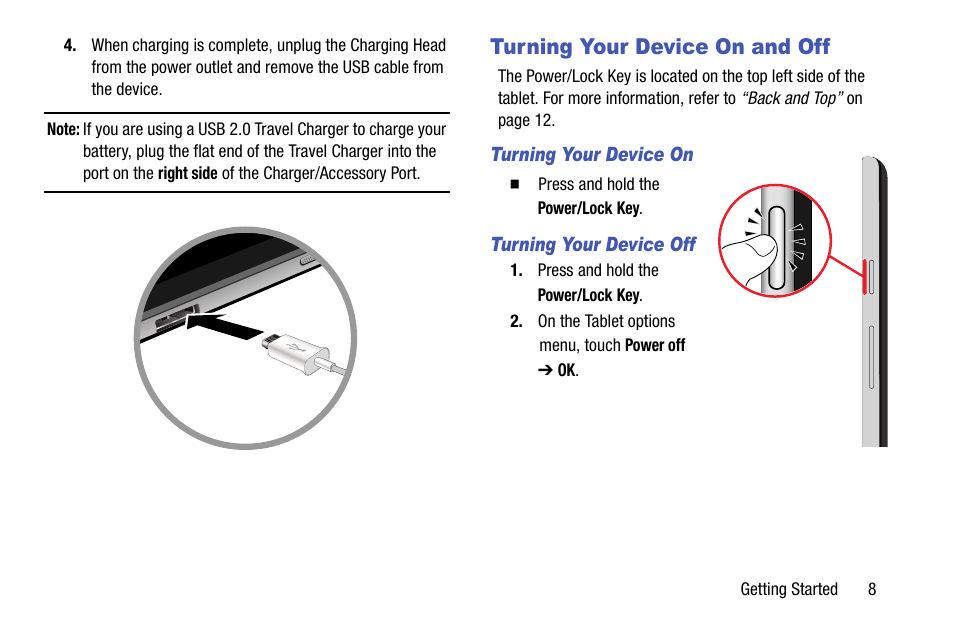 Turning your device on and off | Samsung SM-P905VZKAVZW User Manual | Page 14 / 158