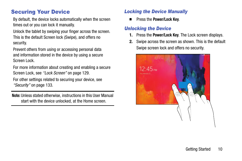 Securing your device | Samsung SM-P905VZKAVZW User Manual | Page 16 / 158