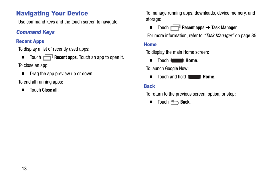 Navigating your device | Samsung SM-P905VZKAVZW User Manual | Page 19 / 158