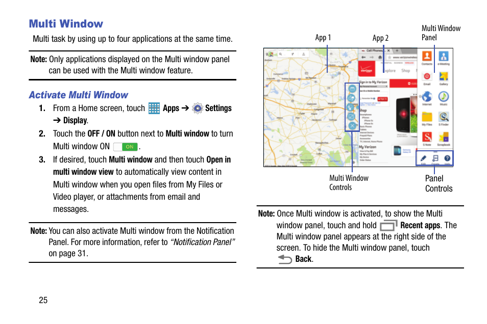 Multi window | Samsung SM-P905VZKAVZW User Manual | Page 31 / 158