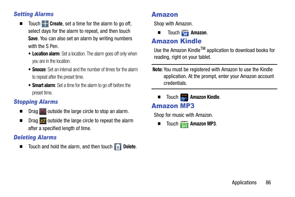 Amazon, Amazon kindle, Amazon mp3 | Amazon amazon kindle amazon mp3 | Samsung SM-P905VZKAVZW User Manual | Page 92 / 158