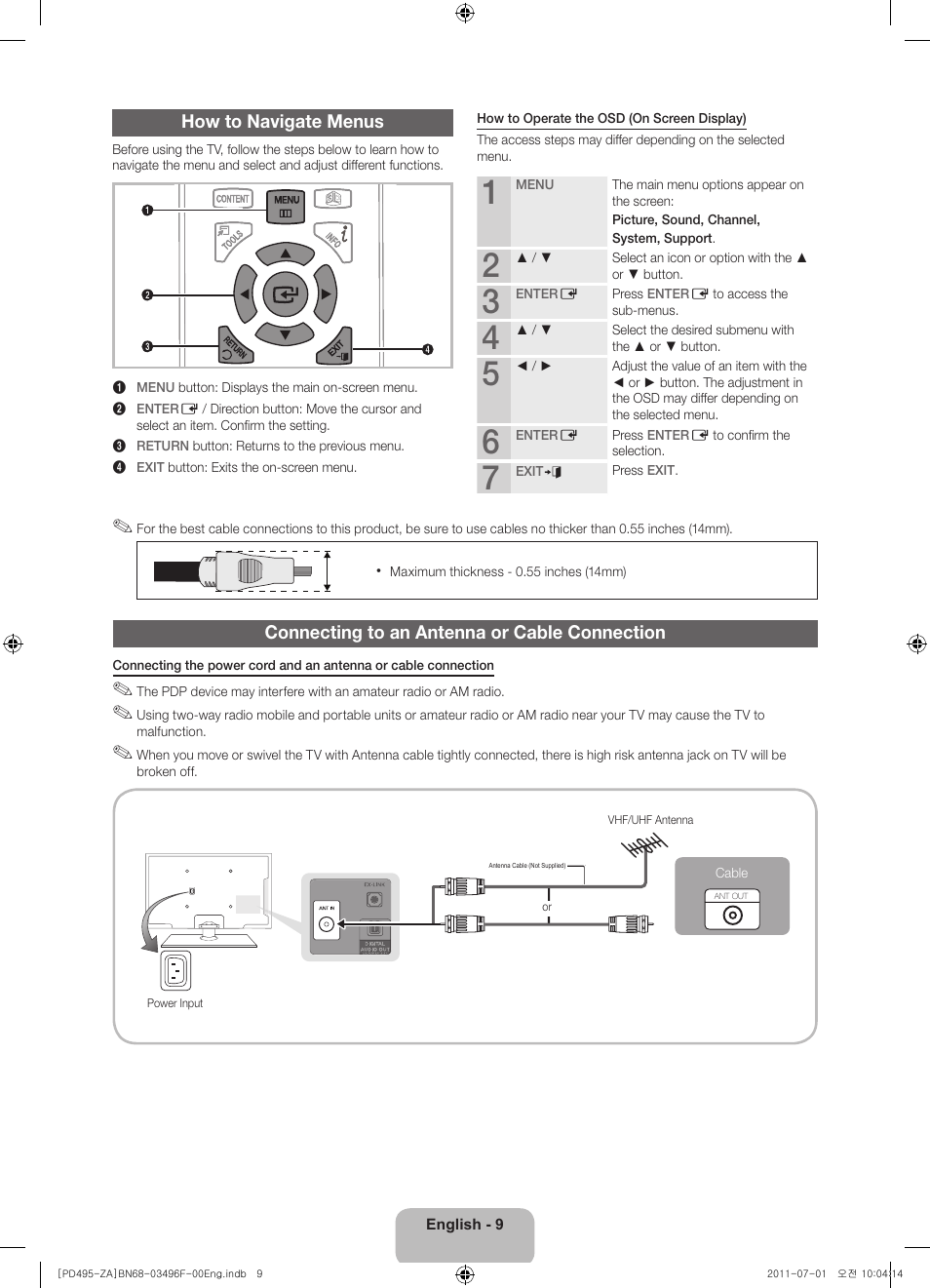 Samsung PN51D495A6DXZA User Manual | Page 9 / 21