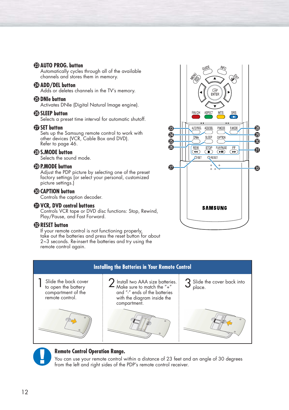 Samsung HPP5091X-XAA User Manual | Page 12 / 84