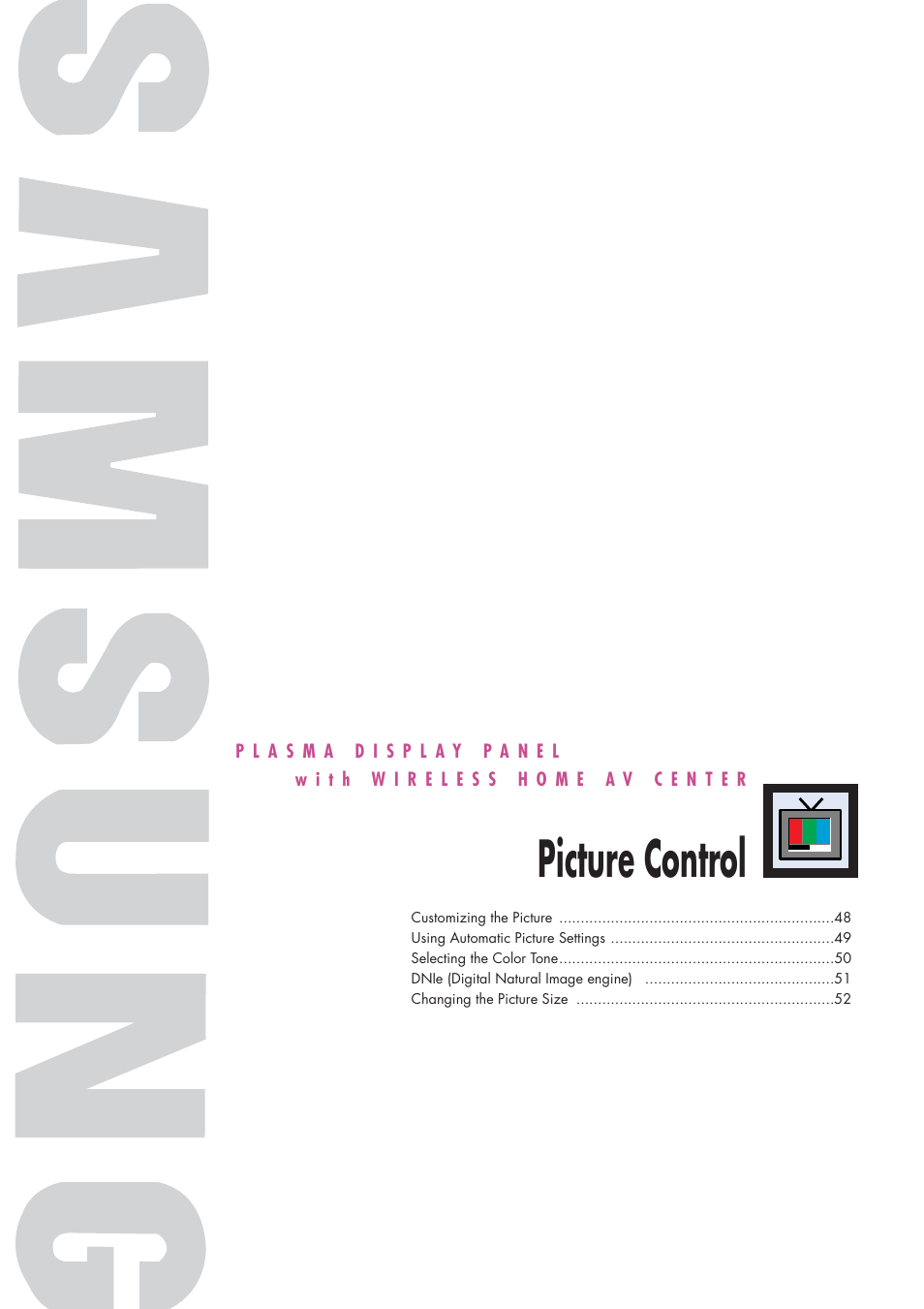 Picture control | Samsung HPP5091X-XAA User Manual | Page 47 / 84