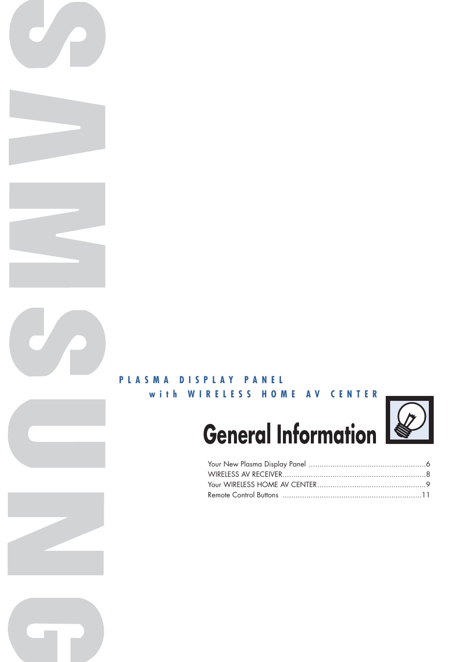 General information | Samsung HPP5091X-XAA User Manual | Page 5 / 84
