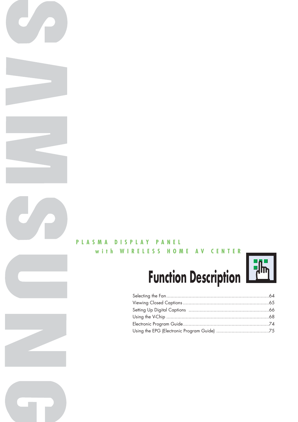 Function description | Samsung HPP5091X-XAA User Manual | Page 63 / 84
