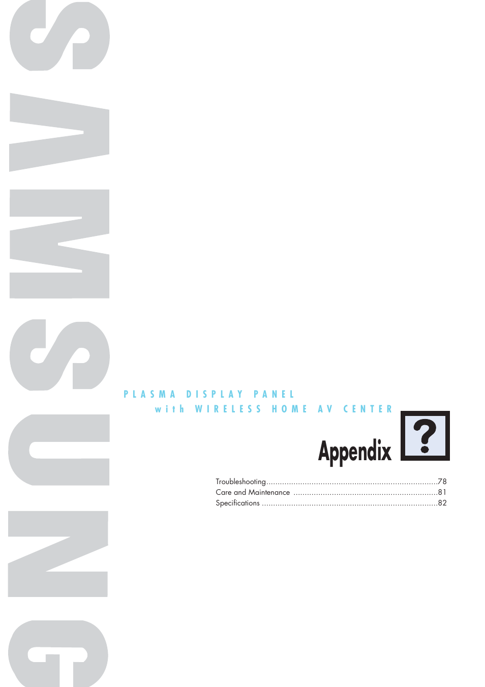 Appendix | Samsung HPP5091X-XAA User Manual | Page 77 / 84
