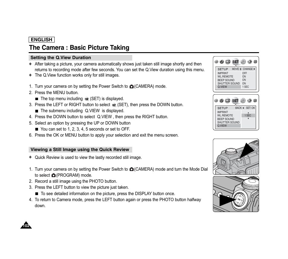 The camera : basic picture taking | Samsung SC-D6040-AFS User Manual | Page 106 / 169