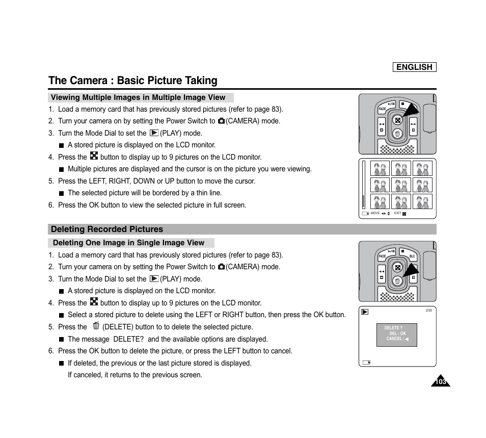 The camera : basic picture taking | Samsung SC-D6040-AFS User Manual | Page 107 / 169