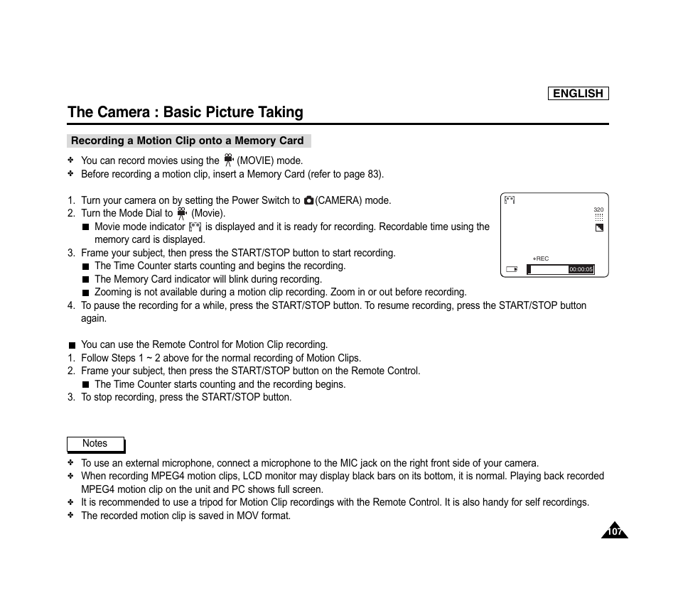 The camera : basic picture taking | Samsung SC-D6040-AFS User Manual | Page 111 / 169