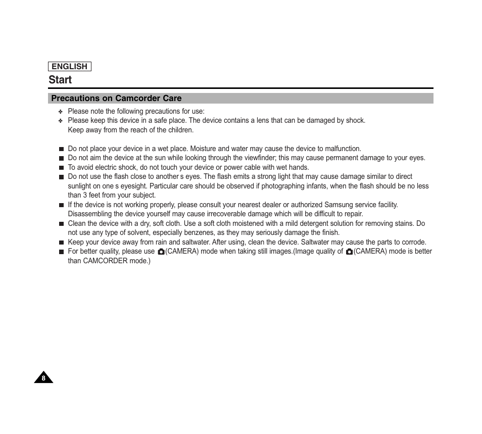 Start | Samsung SC-D6040-AFS User Manual | Page 12 / 169