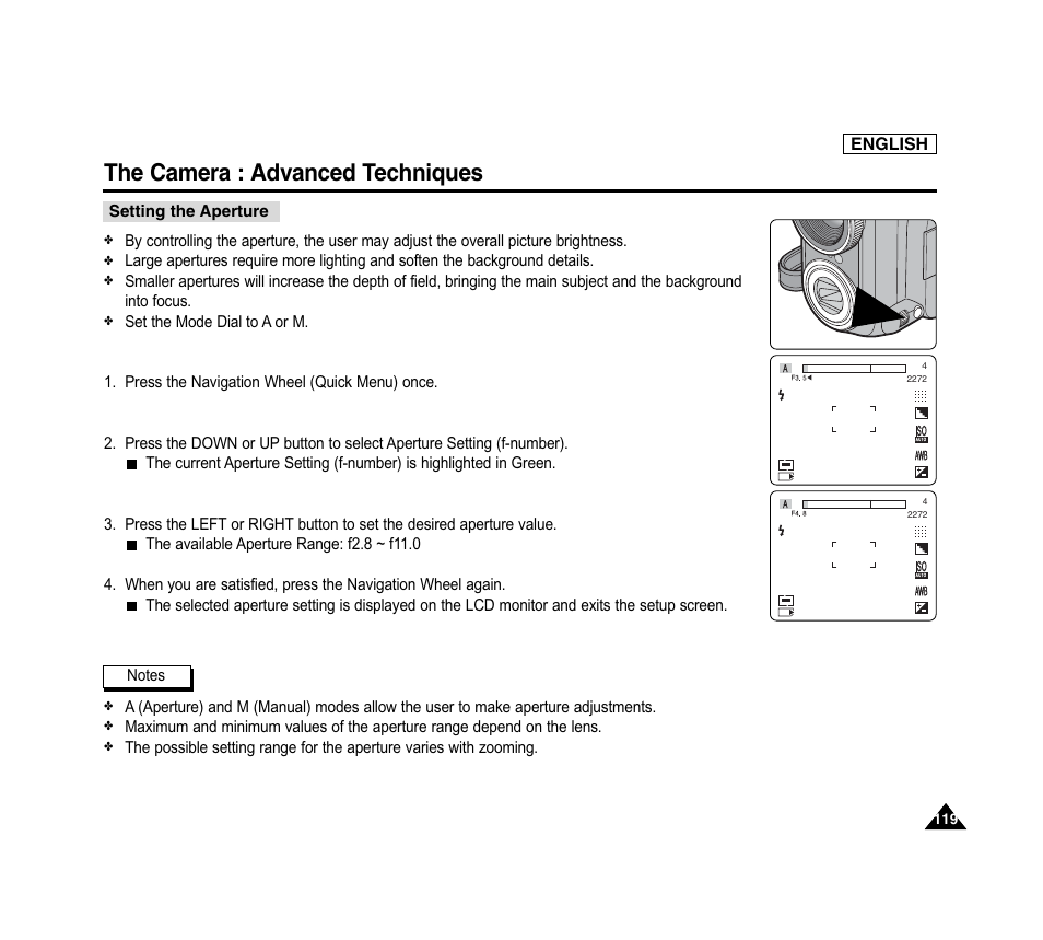 The camera : advanced techniques | Samsung SC-D6040-AFS User Manual | Page 123 / 169