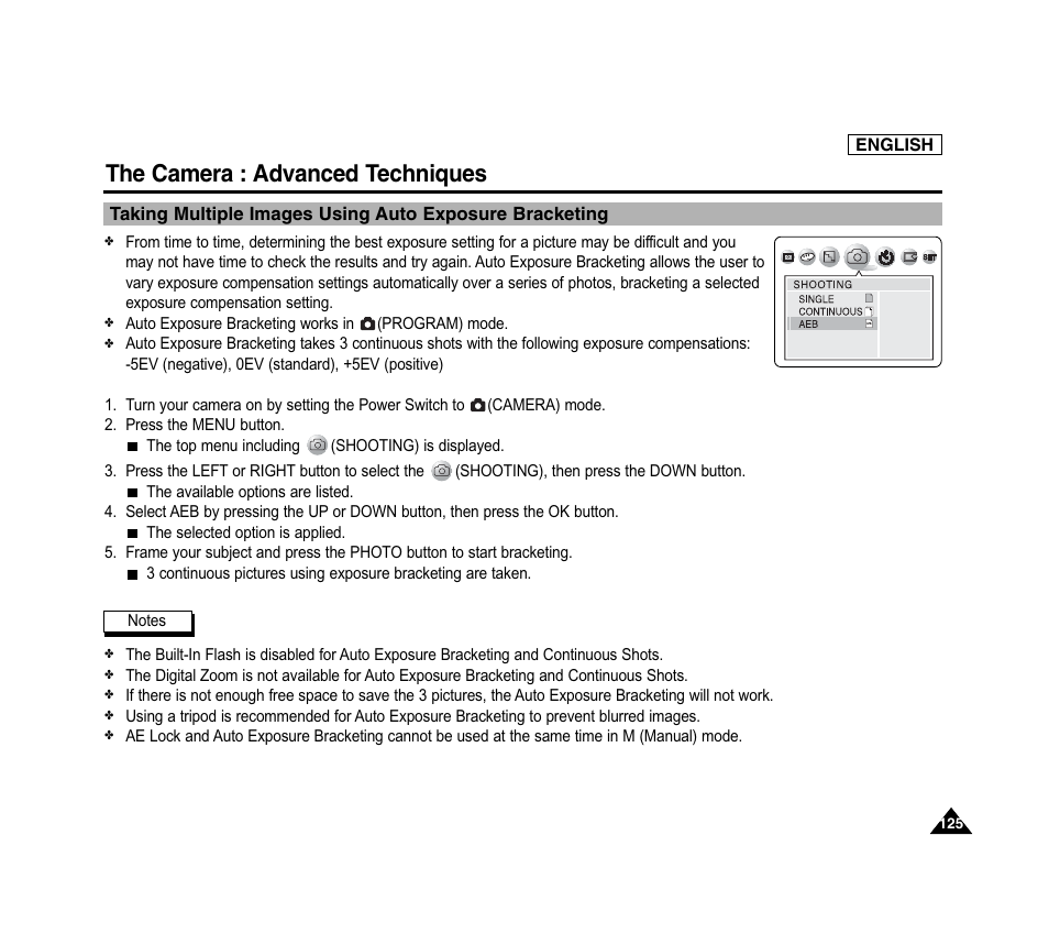 The camera : advanced techniques | Samsung SC-D6040-AFS User Manual | Page 129 / 169