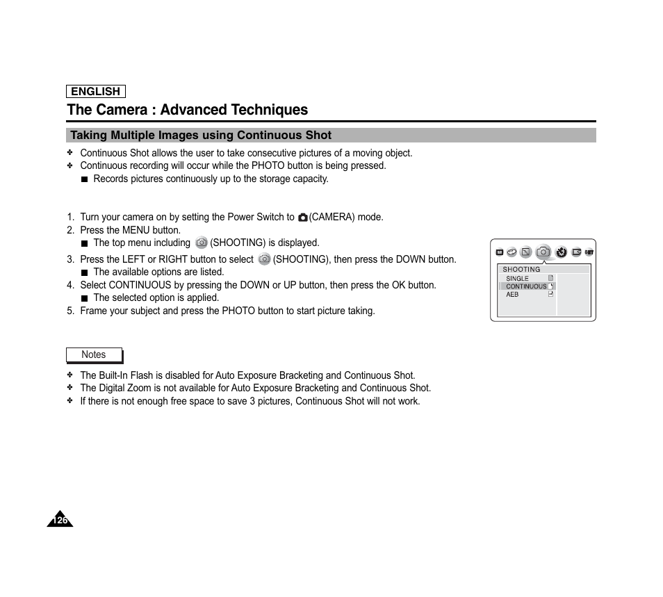 The camera : advanced techniques | Samsung SC-D6040-AFS User Manual | Page 130 / 169