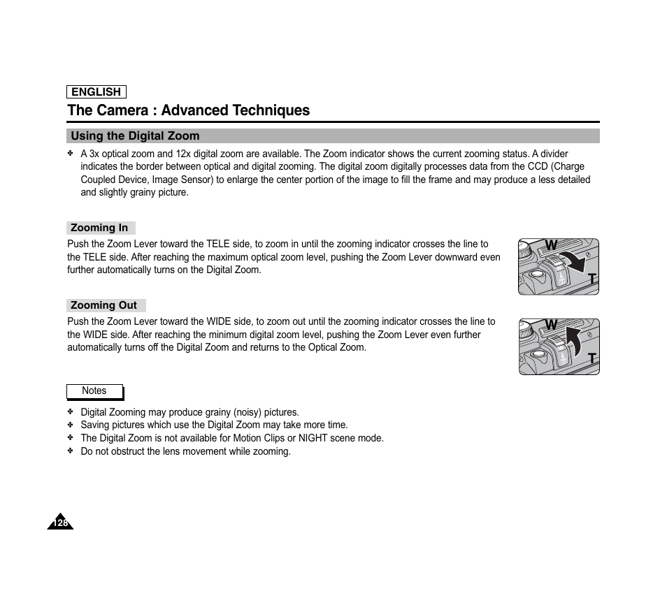 The camera : advanced techniques, Wt w t | Samsung SC-D6040-AFS User Manual | Page 132 / 169