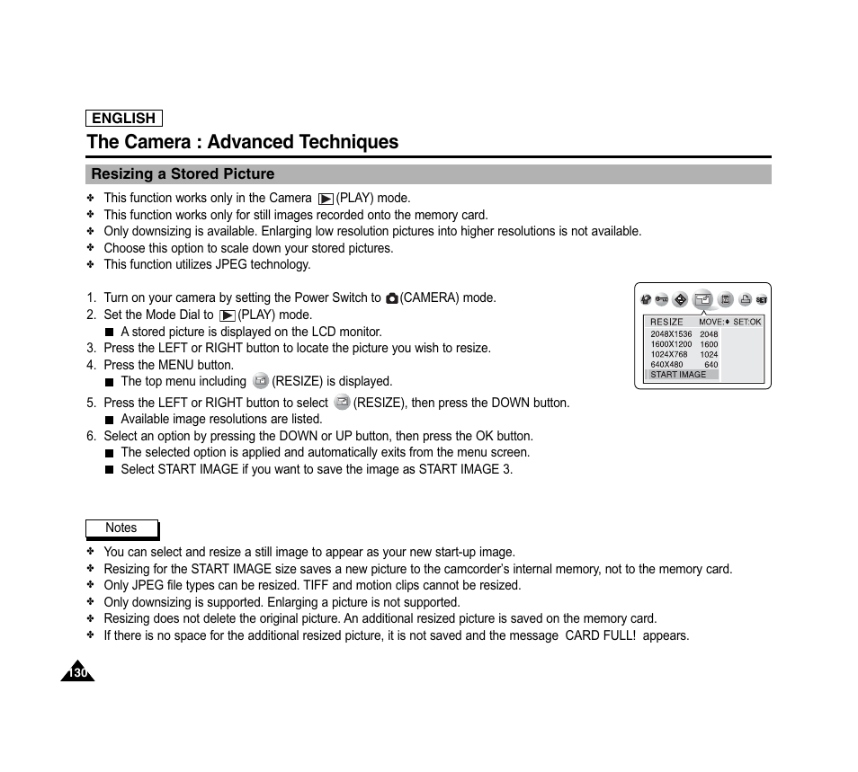 The camera : advanced techniques | Samsung SC-D6040-AFS User Manual | Page 134 / 169