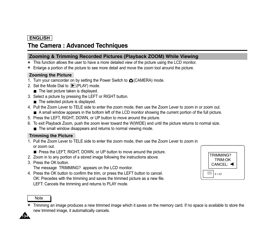 The camera : advanced techniques | Samsung SC-D6040-AFS User Manual | Page 138 / 169