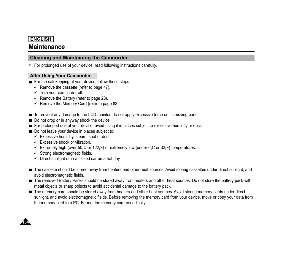 Maintenance | Samsung SC-D6040-AFS User Manual | Page 158 / 169