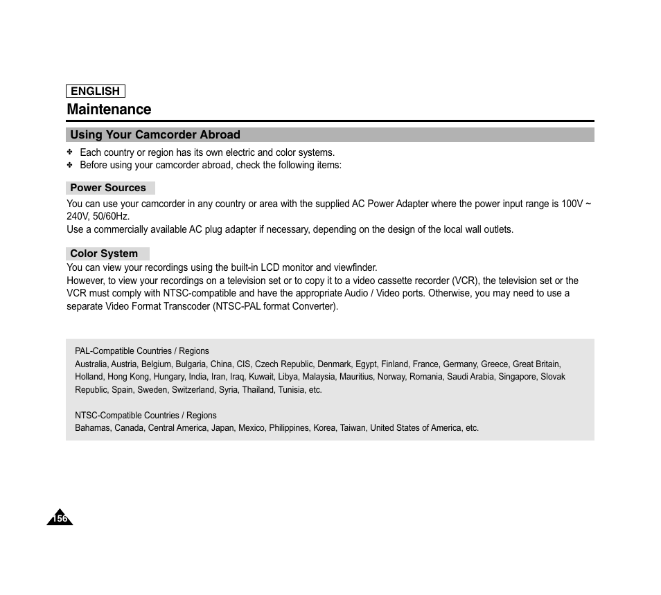 Maintenance | Samsung SC-D6040-AFS User Manual | Page 160 / 169