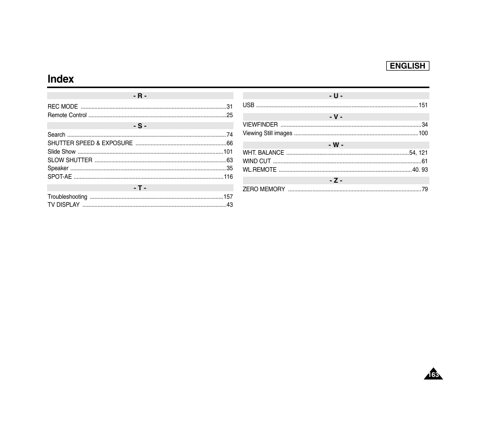 Index | Samsung SC-D6040-AFS User Manual | Page 167 / 169